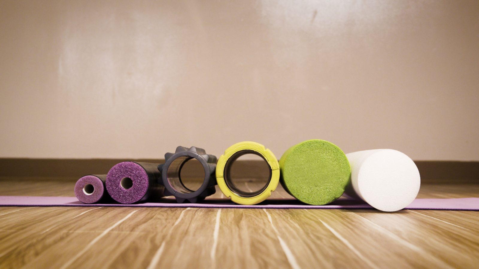 Comparison photo of different foam rollers from the front