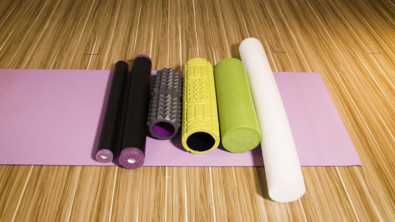 Comparison photo of different foam rollers from above